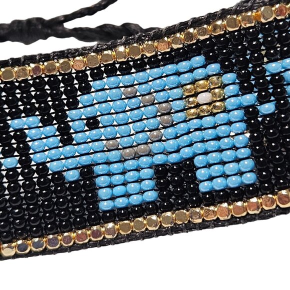 Handcrafted Blue Elephant Beaded Woven Braided Rope Bracelet Cuff Friendship - Picture 4 of 6